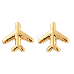 Orecchini a bottone in acciaio inossidabile 304 a forma di piccolo aeroplano con perni in acciaio inossidabile 316 per donna&nbsp;LS-EJEW-J043-01G