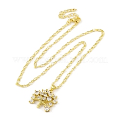 Collane con pendente in ottone con zirconi trasparenti da donna&nbsp;NJEW-S430-03G-02