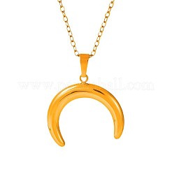 Collares colgantes de doble cuerno de acero inoxidable 304 para mujer&nbsp;RC6919-2