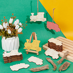 40 Stück 2 Stile unvollendete leere Holz-Auto-Anhänger-Set für Malkunst&nbsp;DIY-OC0014-36