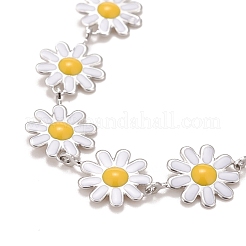 Gänseblümchen-Kettenarmband aus Emaille&nbsp;BJEW-P271-01P