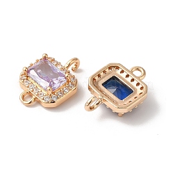Ciondoli per connettori con maglie rettangolari in ottone con micro pavé di zirconi trasparenti&nbsp;KK-C062-026G