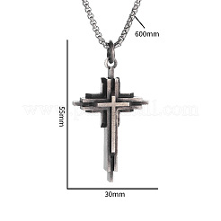 Collares con colgante de cruz en capas de aleación religiosa unisex&nbsp;WG392DA-01