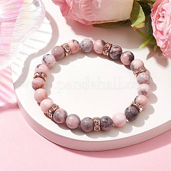 8.5 mm runde Stretch-Armbänder aus natürlichem rosa Zebrajaspis&nbsp;BJEW-JB10256-01