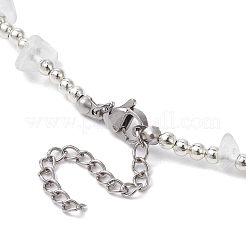 Collier plastron à breloques étoiles en opalite et alliage avec chaînes de perles à puces&nbsp;NJEW-JN04512-02
