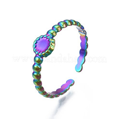 Anillo de puño plano y redondo de acero inoxidable 304 con revestimiento iónico (IP)&nbsp;RJEW-S405-146