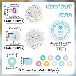 DIY leuchtende flache runde Armband-Kits aus Kunststoff und Acrylperlen&nbsp;DIY-AR0004-15