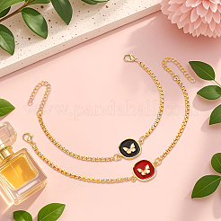 4 Stück 2 Farben Legierung Emaille Charms Armbänder&nbsp;BJEW-HY0001-14