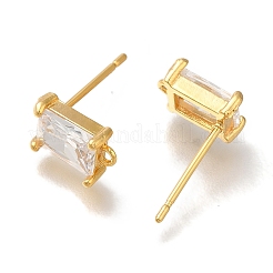 Ohrstecker aus Messing mit klarem Zirkonia für Damen&nbsp;EJEW-B107-15G