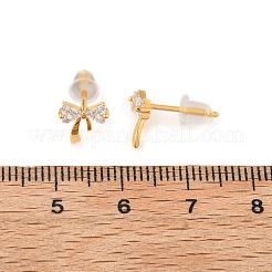Bowkont Ohrstecker aus Messing mit Mikropflaster und klarem Zirkonia&nbsp;EJEW-B131-03G