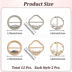 6 Stück 6 Stile Legierung Strass Schnallen&nbsp;AJEW-GF0011-34