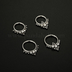 Anneaux de nez en acier inoxydable chirurgical 316L avec micro pavé de zircones cubiques transparentes&nbsp;WG1C8D8-05