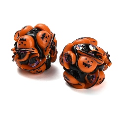 Halloween-Motiv Polymer Clay Strassperlen mit Harz&nbsp;RESI-Z045-02B-03