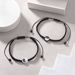 Set di braccialetti con perline intrecciate yin yang in acrilico a 2 colori&nbsp;BJEW-JB09406