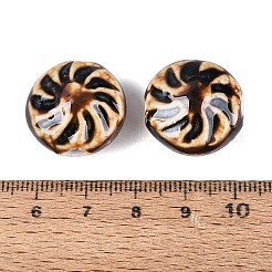 Perles de porcelaine artisanales vintage à motif de moulin à vent et de spirale&nbsp;PORC-N013-19-09