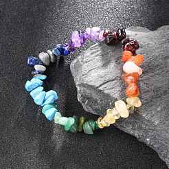 Chakra bracelets de pierres précieuses extensibles&nbsp;BJEW-JB02288-02
