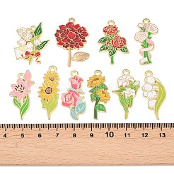 10pcs 10 styles de pendentifs en émail en alliage&nbsp;ENAM-L054-01G
