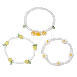 3 pz 3 colori set di bracciali con ciondoli in acrilico per le donne&nbsp;BJEW-TA00577-01