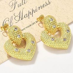 Boucles d'oreilles en laiton zircon cubique micro pavé clair&nbsp;EJEW-P303-02C-G