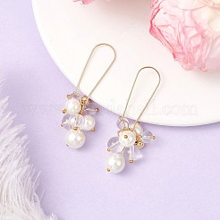 2 paio di orecchini a cerchio in ottone con perle finte&nbsp;EJEW-JE06480