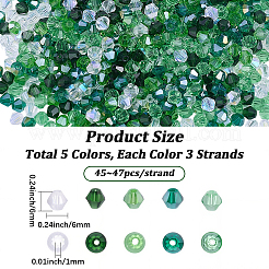 15 brin 5 styles de brins de perles de verre transparentes&nbsp;EGLA-PA0001-26
