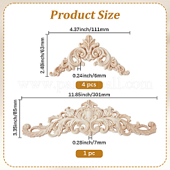 5 cabochon triangulaire en bois sculpté pour applique artisanale&nbsp;AJEW-GF0013-62