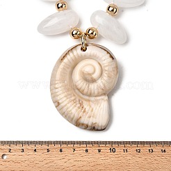 Collar de cuentas de plástico CCB con colgante de concha de resina y cadenas de aleación para playa de verano.&nbsp;NJEW-D336-03B-G