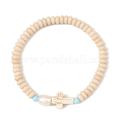 Bracelets extensibles religieux en turquoise synthétique&nbsp;BJEW-JB14421
