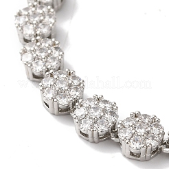 Gestellplattierung Messing Pavé Zirkonia Blumen Gliederkette Armbänder für Frauen&nbsp;BJEW-A018-03P-03