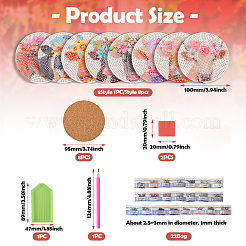 Kit di pittura diamante sottobicchiere con motivo floreale e bovini fai da te&nbsp;DIY-TAC0016-53