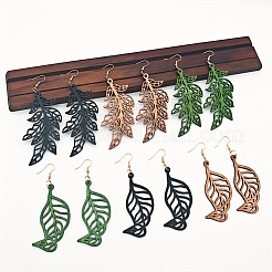 Boucles d'oreilles pendantes en bois et fer creux pour femmes&nbsp;WG4C2E1-01