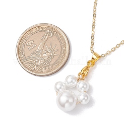 3 collier pendentif empreinte de patte en perles rondes de coquillage&nbsp;NJEW-JN05171