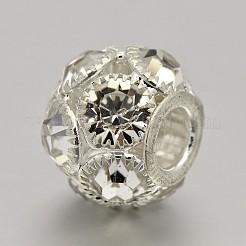 Perle di rondelle di strass color argento placcato color ottone&nbsp;RB-J324-10mm-01S