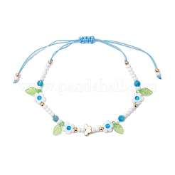 Blume handgemachte Millefiori Glasperlen geflochtene Perlenarmbänder&nbsp;BJEW-MZ00165-02