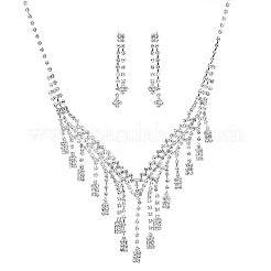 Set di collane con ciondolo in lega di strass con nappa rettangolare e rombo e orecchini a bottone&nbsp;FS-WG10B2D-01