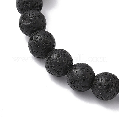 2 stücke 2 arten halloween natürliche holz & lava rock runde perlen stretch armbänder&nbsp;BJEW-JB12351