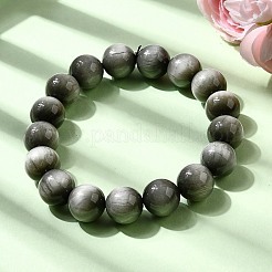 Bracelets extensibles en perles rondes en pierre œil d'aigle naturelle de Grade AA pour femmes&nbsp;BJEW-L712-B05-12mm