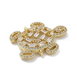 Gestellplattierung Messing klare Zirkonia Schildkröte Verbindungsstück Charms&nbsp;KK-A234-054G