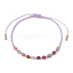 Bracelets tressés en perles d'agate grise naturelle&nbsp;BJEW-JB11420-01
