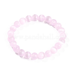 Bracelets extensibles en perles rondes de sélénite naturelle teintée pour femmes&nbsp;G-U005-02I