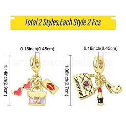 2 Stück 2 Stile Rack Plating Messing Zirkonia europäischen baumeln Charms große Loch Anhänger&nbsp;KK-YW0002-84