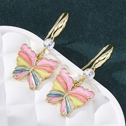 Pendientes colgantes de circonita cúbica transparente micro pavé de latón&nbsp;EJEW-F362-16G