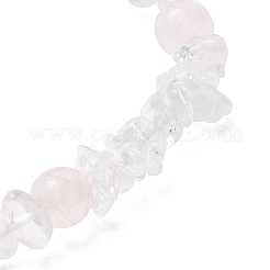 Pulseras elásticas con cuentas de cristal de cuarzo natural y cuarzo rosa para mujer&nbsp;BJEW-JB12305-02