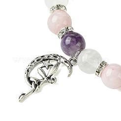 8 mm natürliche Rosenquarz & Quarzkristall & Amethyst runde Perlen Stretch-Armbänder&nbsp;BJEW-JB10738-02
