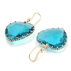 Boucles d'oreilles pendantes coeur en verre&nbsp;EJEW-Q800-19C-KCG