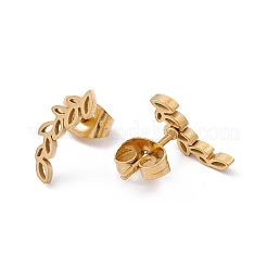 Boucles d'oreilles à tige en acier inoxydable 304 en forme de feuille d'olivier pour femmes&nbsp;EJEW-E163-14G