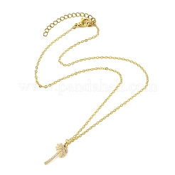 Collar de latón con dijes de circonita cúbica para mujer.&nbsp;NJEW-JN04926
