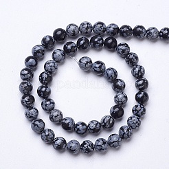 Naturschneeflocke Obsidian Perlen Stränge&nbsp;G-D855-11-8mm