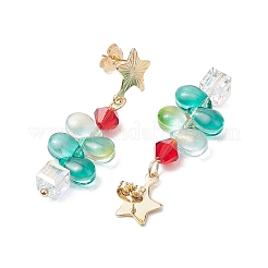 Orecchino pendente in acciaio inossidabile 304 con perno in vetro&nbsp;EJEW-TA00530
