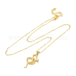Collane a catena con ciondolo a forma di serpente in ottone per donna&nbsp;NJEW-S438-01A-G